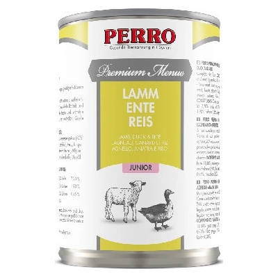 Perro Premium Menue Junior Jahňa kačka & Ryža 410 g