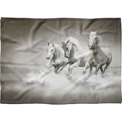 Impar fleece deka Běžící koně Podšití beránkem NE 200x140