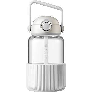 Buydeem DG710 Pop-Up Straw Glass Bottle, Oats White (DG710-OW)