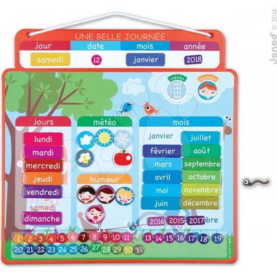 Janod 02972 magnetická tabuľa magnetiC DIARY UNE BELLE JOURNEE francúzsky 68 dielov