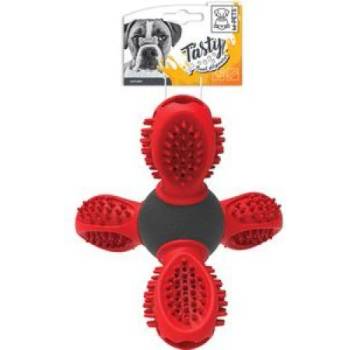 Image 1 of M-PETS Tasty Saturn - Играчка за куче Сатурн Червен, с 4 диспенсъра за лакомства, материал TPR, с писукаща част - 14x13x12 cm, Белгия - 10637299