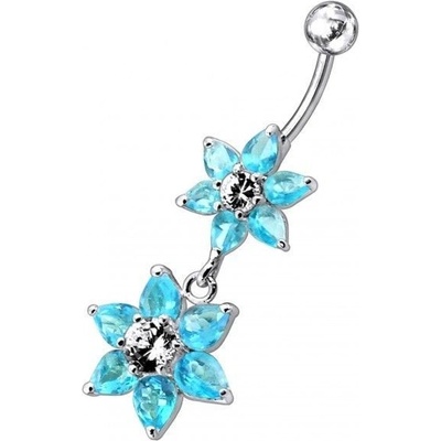 Šperky4U stříbrný piercing do pupíku kytičky BP01193-Q
