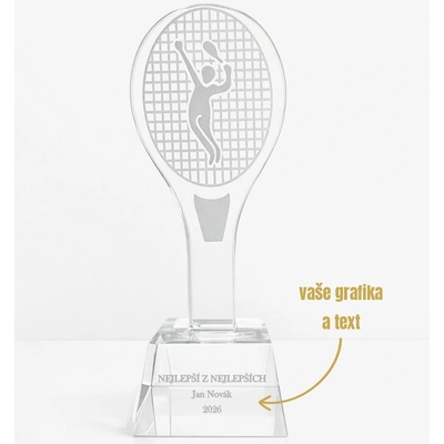 Dekorant Skleněná tenisová trofej na podstavci s gravírováním 19 cm 1KS
