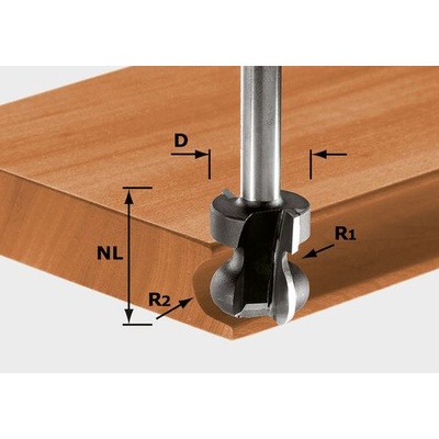 Festool Fréza na skrytá držadlá HW, päta 8 mm HW S8 D22/16/R2,5+6 491140