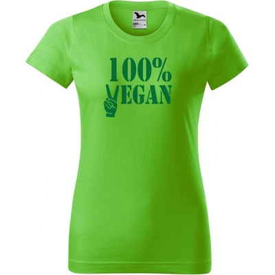 DOBRÝ TRIKO Dámské tričko 100% vegan zelený potisk Apple green