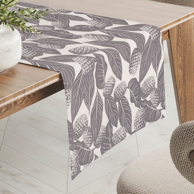 Biante bavlna běhoun Sandra SA-511 Šedé ananasy na bílém 20x180cm