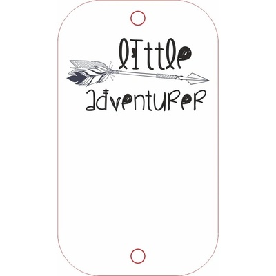 Štítok na lem - Little adventurer Materiál/farba: Biela koženka