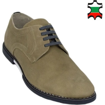 Български обувки Мъжки обувки от бежов естествен набук 33556