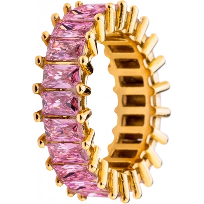 Franco Bene Pozlacený Crystal prsten růžový 1019 – Zboží Dáma