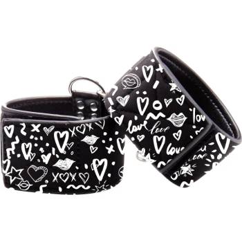 Image 1 of Ouch! Graffiti Printed Hand Cuffs Love Street Art Fasion Black