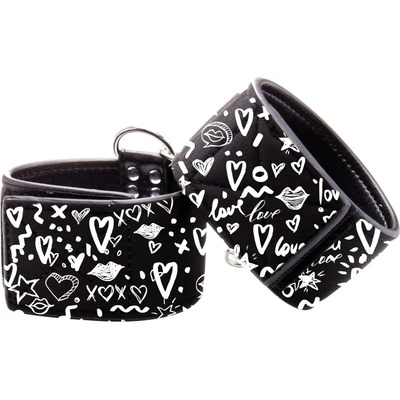 Ouch! Graffiti Printed Hand Cuffs Love Street Art Fasion Black