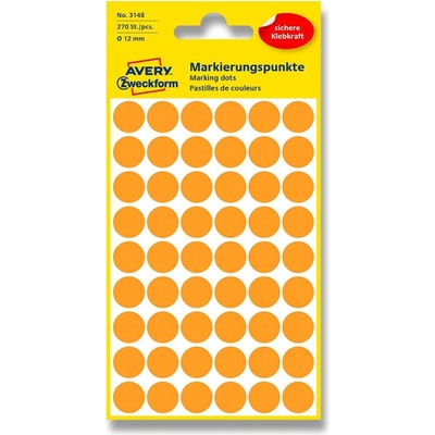 Avery Zweckform 3148 Ø 12 mm, 270 ks, neonově oranžová
