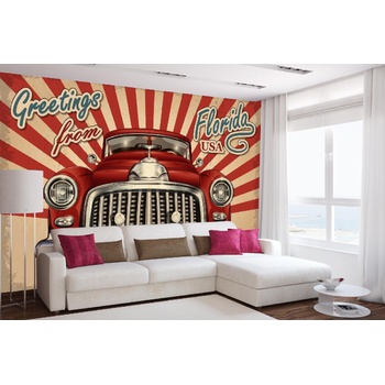DIMEX ART s. r. o Самозалепваща се флизелинова фототапета табела - ретро кола 375 x 250 см