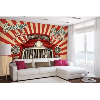 DIMEX ART Самозалепваща се флизелинова фототапета табела - ретро кола 375 x 250 см
