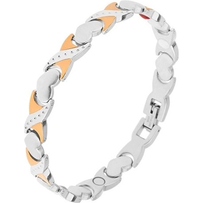 Šperky eshop Magnetický z oceli stříbrná a zlatá články X srdce SP14.14