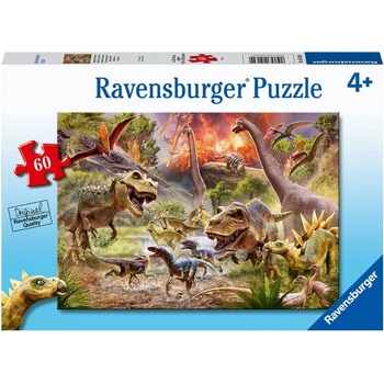 Ravensburger Детски пъзел Ravensburger от 60 части - Битката на динозаврите (5164)