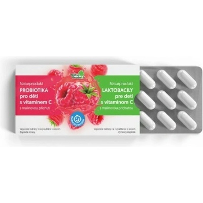 NaturProdukt LAKTOBACILY pre deti s vitamínom C s malinovou príchuťou 15 tabliet