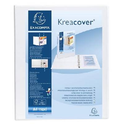 Папка Kreacover, А4, с 2 ринга, 3 джоба, PP, 38 mm, бяла (51921E)