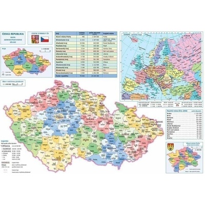 ČESKÁ REPUBLIKA - OBECNĚ ZEMĚPISNÁ MAPA A3 LAMINO -