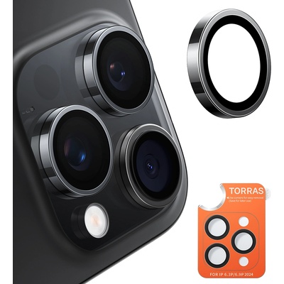 TORRAS Протектор за камера за iPhone 16 Pro Max - протектор за камера Torras Lensguard - черен