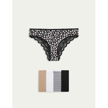 Marks & Spencer Бразилски бикини с щампа и висок дял памук Marks & Spencer бял Marks & Spencer | Byal | ЖЕНИ | 6