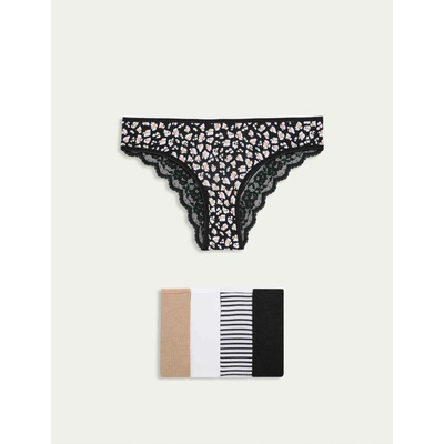 Marks & Spencer Бразилски бикини с щампа и висок дял памук Marks & Spencer бял Marks & Spencer | Byal | ЖЕНИ | 6