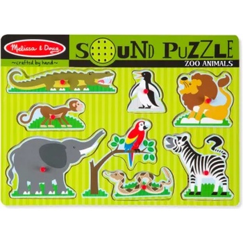 Image 1 of Melissa & Doug - Дървен музикален пъзел с дръжки - Зоопарк (10727)
