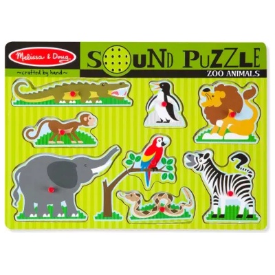 Melissa & Doug - Дървен музикален пъзел с дръжки - Зоопарк (10727)