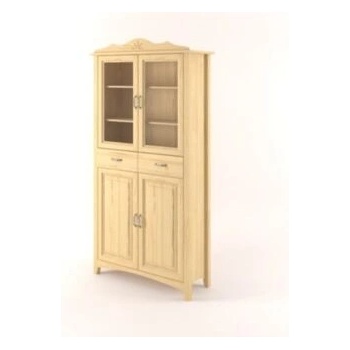 Drewmet Vitrína Castello Borovice 2barevný - Bílá+Rustikální