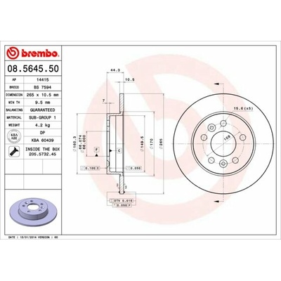 BREMBO brzdový kotúč 08.5645.50, sada 2 ks