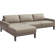 Mesonica Šedá kožená rohová pohovka Musso Tufted, levá, 248 cm