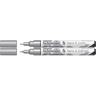 Popisovač Schneider Paint-It 060 Chrome Metallic, hrot 0,8 a 2 mm - stříbrný (sada 2 ks) – Zboží Mobilmania