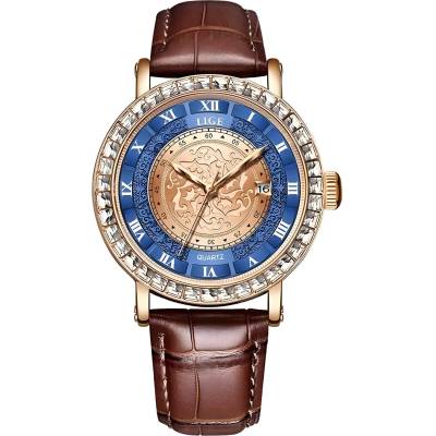 LIGE Часовник lige de-29500 - Кафяв / Златен / Син kp29500 (de-29500)