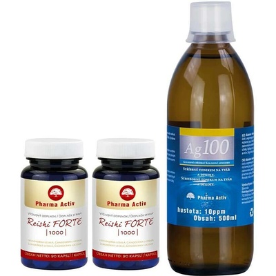 Pharma Activ Reishi Forte1000 90 kapslí 1+1 + Ag100 10ppm 500 ml