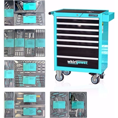 WHIRLPOWER Количка с инструменти WhirlPower, 205 части - професионално оборудвана (WP TR A04 7205)