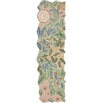 Flair Rugs Зелена ръчно изработена вълнена пътека 60x230 cm Bryony Shaped Floral - Flair Rugs (503119377405)