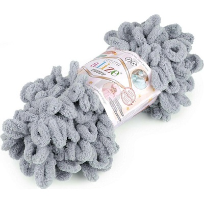 Pletací příze Alize Puffy 100 g Varianta: 12 (428) šedá, Balení: 1 ks 48994/118529/228289