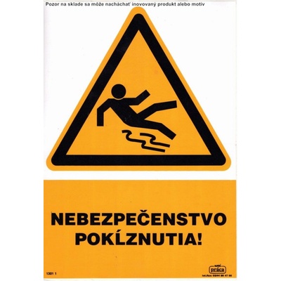 Piktogram Nebezpečenstvo pokĺznutia pádu! A4