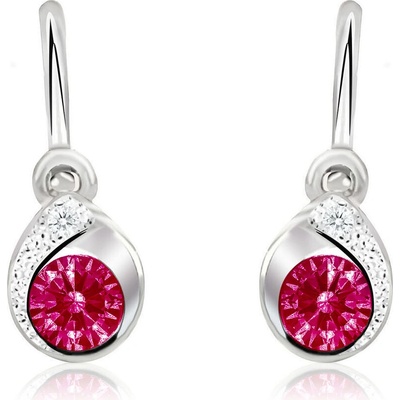 Duppi detské náušnice slzy DU 70544 z bieleho zlata s kamienkami rubínovo červenými zapínanie brizúra