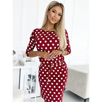 Numoco Спортна рокля с вратовръзка и джобове - бордо + точки Numoco numoco | Zelen | ЖЕНИ | XS