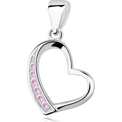 Olivie Stříbrný přívěsek růžové Srdce 3395