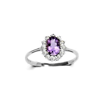 Čištín zlatý s diamanty přírodní tmavý ametyst bílé zla VR 247