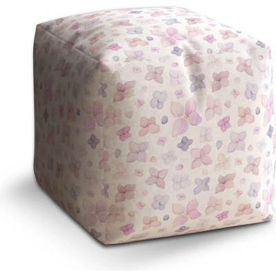 Sablio Taburet Cube Fialové květy - 50x50x50 cm