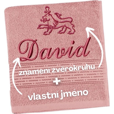 Bellatex Froté ručník proužek s výšivkou jména a znamení zvěrokruhu burgundy 50x100 cm