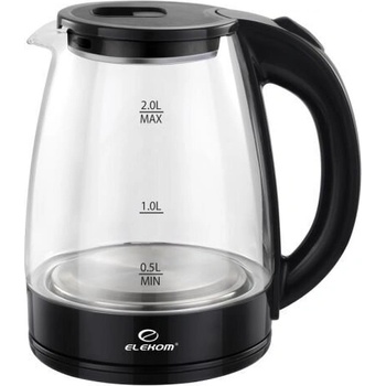Elekom Електрическа Кана ЕК-1800g, 2 Литра, 1500 w, Термоустойчиво тяло от боросиликатно стъкло (ЕК-1800g)