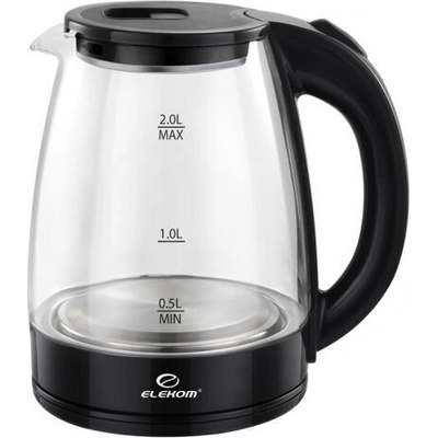 Elekom Електрическа Кана ЕК-1800g, 2 Литра, 1500 w, Термоустойчиво тяло от боросиликатно стъкло (ЕК-1800g)