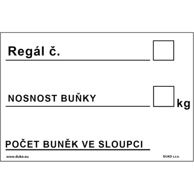DUKO REGÁL - NOSNOST - POČET BUNĚK Formát: 90 x 60 mm