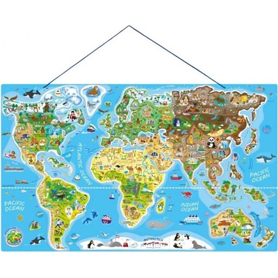 Woody Magnetická mapa Svět puzzle