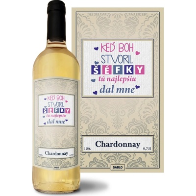 Sablio Keď Boh stvoril šéfky Chardonnay biele suché víno 12 % 0,75 l (čistá fľaša)