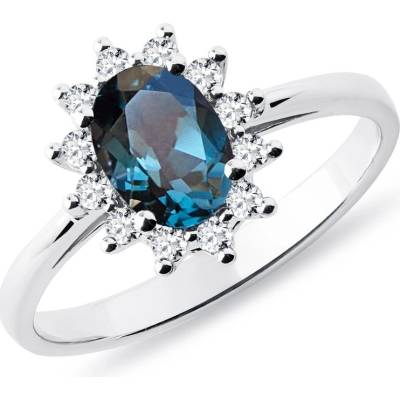 Klenota prsten z bílého zlata s tmavým topazem a diamanty k0070082